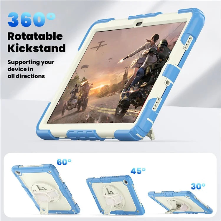 For Samsung Galaxy Tab A9+ SM-X210 SM-X216 SM-X215 Tablet Cover Anti-drop Case with PET Screen Protector and Rotary Kickstand