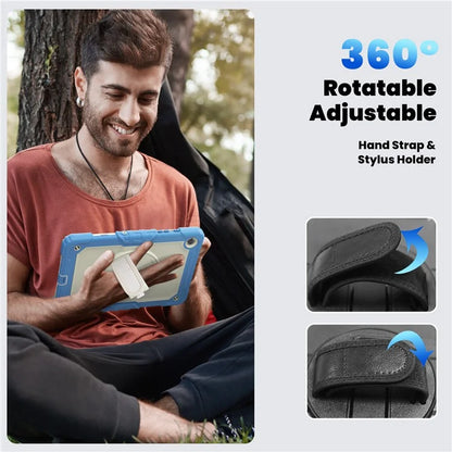 For Samsung Galaxy Tab A9+ SM-X210 SM-X216 SM-X215 Tablet Cover Anti-drop Case with PET Screen Protector and Rotary Kickstand