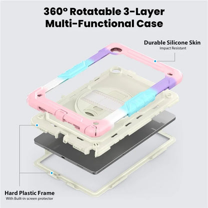 For Samsung Galaxy Tab A9+ SM-X210 SM-X215 SM-X216 Tablet Case Anti-fall Protective Cover with Kickstand and Hand Strap