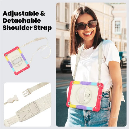 For Samsung Galaxy Tab A9+ SM-X210 SM-X215 SM-X216 Tablet Case Anti-fall Protective Cover with Kickstand and Hand Strap