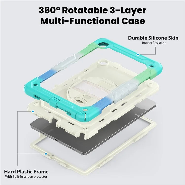 For Samsung Galaxy Tab A9+ SM-X210 SM-X215 SM-X216 Tablet Case Anti-fall Protective Cover with Kickstand and Hand Strap