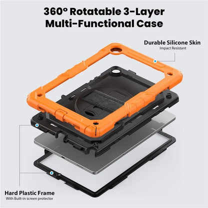 For Samsung Galaxy Tab A9+ SM-X210 SM-X216 SM-X215 Protective Cover PC+Silicone Kickstand Tablet Case with Screen Protector