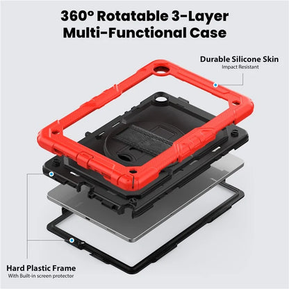 For Samsung Galaxy Tab A9+ SM-X210 SM-X216 SM-X215 Protective Cover PC+Silicone Kickstand Tablet Case with Screen Protector