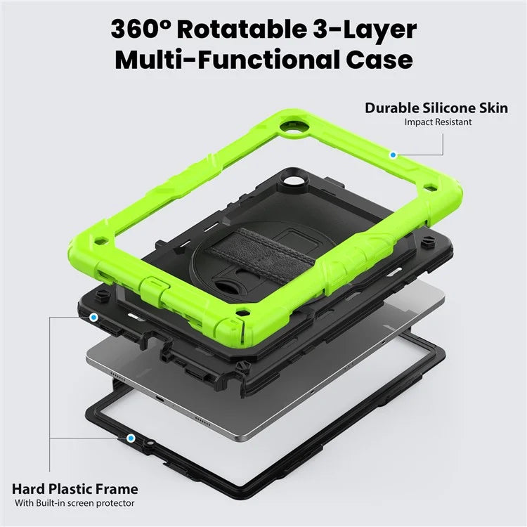 For Samsung Galaxy Tab A9+ SM-X210 SM-X216 SM-X215 Protective Cover PC+Silicone Kickstand Tablet Case with Screen Protector