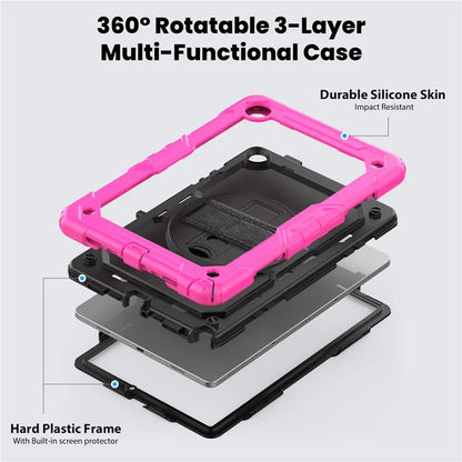 For Samsung Galaxy Tab A9+ SM-X210 SM-X216 SM-X215 Protective Cover PC+Silicone Kickstand Tablet Case with Screen Protector