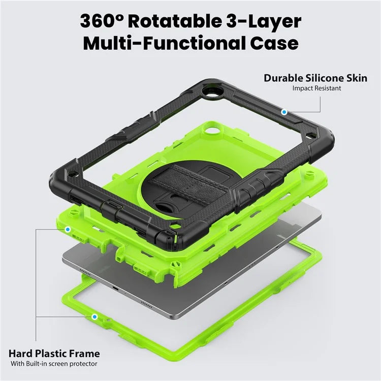 For Samsung Galaxy Tab A9+ SM-X210 SM-X216 SM-X215 Protective Cover PC+Silicone Kickstand Tablet Case with Screen Protector
