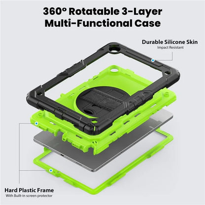 For Samsung Galaxy Tab A9+ SM-X210 SM-X216 SM-X215 Protective Cover PC+Silicone Kickstand Tablet Case with Screen Protector