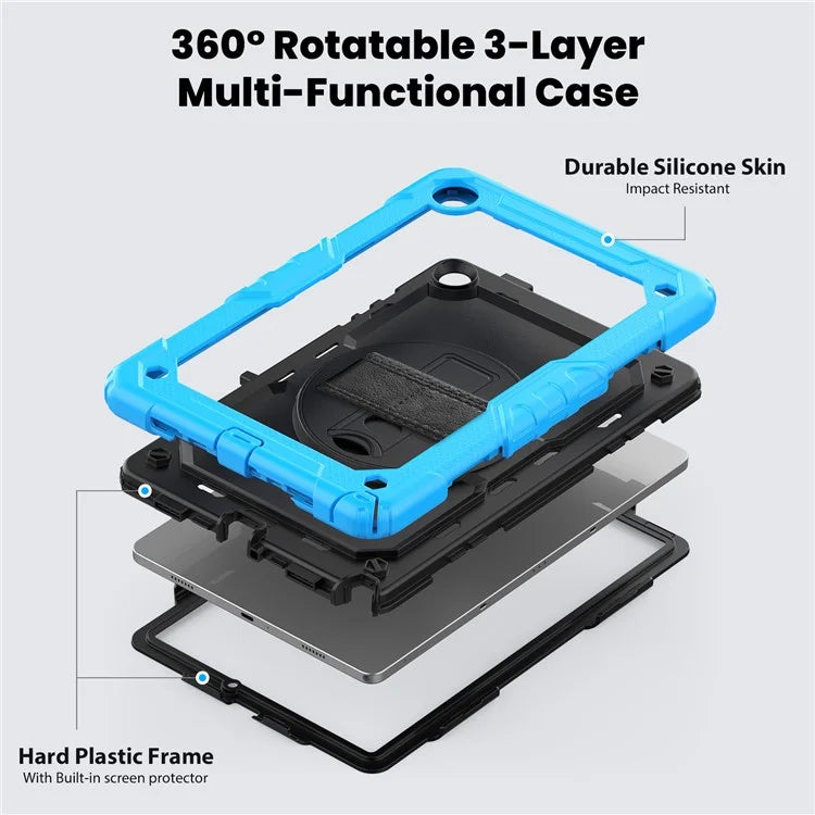 For Samsung Galaxy Tab A9+ SM-X210 SM-X216 SM-X215 Protective Cover PC+Silicone Kickstand Tablet Case with Screen Protector