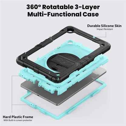 For Samsung Galaxy Tab A9+ SM-X210 SM-X216 SM-X215 Protective Cover PC+Silicone Kickstand Tablet Case with Screen Protector