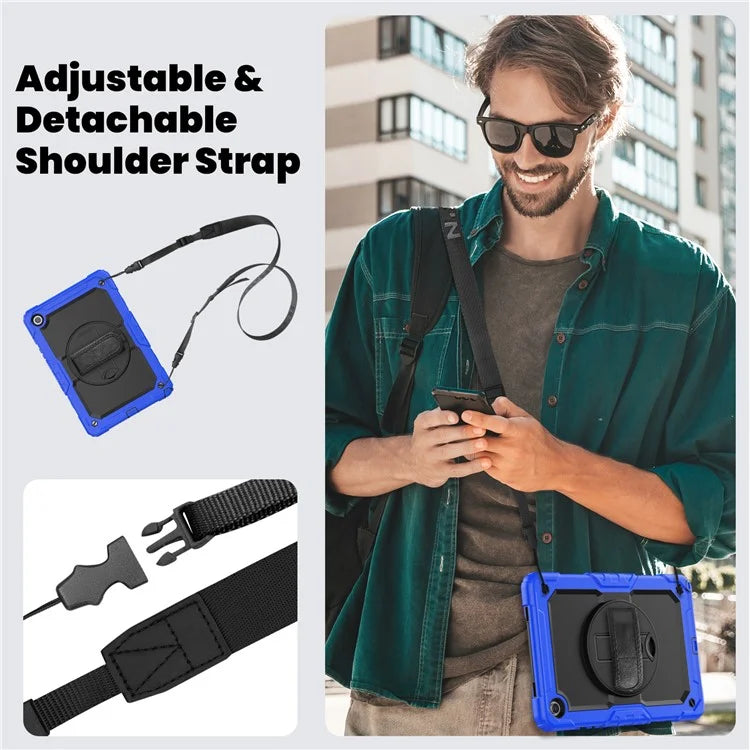 For Samsung Galaxy Tab A9+ SM-X210 SM-X216 SM-X215 Protective Cover PC+Silicone Kickstand Tablet Case with Screen Protector