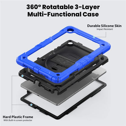 For Samsung Galaxy Tab A9+ SM-X210 SM-X216 SM-X215 Protective Cover PC+Silicone Kickstand Tablet Case with Screen Protector