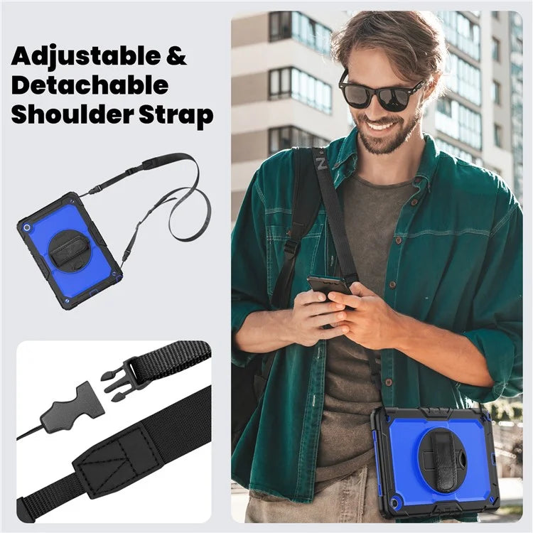 For Samsung Galaxy Tab A9+ SM-X210 SM-X216 SM-X215 Protective Cover PC+Silicone Kickstand Tablet Case with Screen Protector