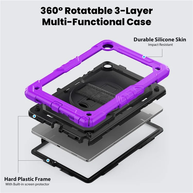 For Samsung Galaxy Tab A9+ SM-X210 SM-X216 SM-X215 Protective Cover PC+Silicone Kickstand Tablet Case with Screen Protector