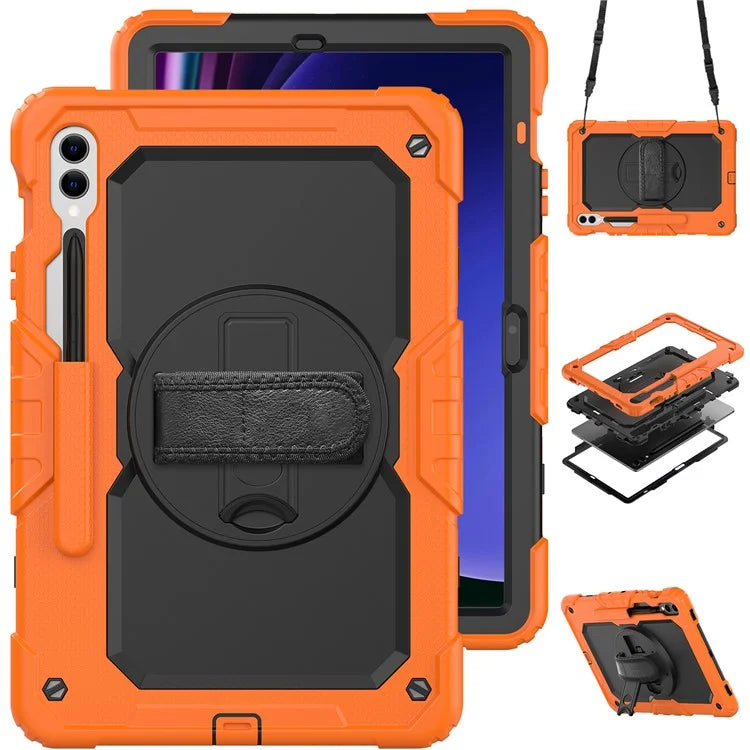 For Samsung Galaxy Tab S9 FE+ SM-X610 SM-X616B Tablet Cover PC+Silicone Case with PET Screen Protector and Kickstand