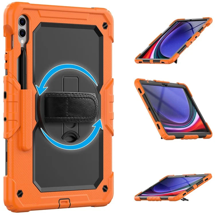 For Samsung Galaxy Tab S9 FE+ SM-X610 SM-X616B Tablet Cover PC+Silicone Case with PET Screen Protector and Kickstand