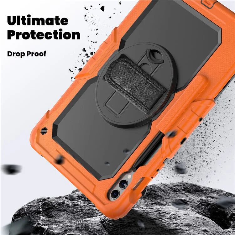 For Samsung Galaxy Tab S9 FE+ SM-X610 SM-X616B Tablet Cover PC+Silicone Case with PET Screen Protector and Kickstand