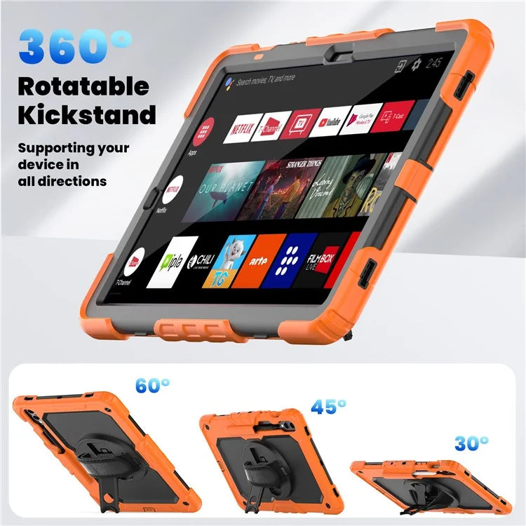 For Samsung Galaxy Tab S9 FE+ SM-X610 SM-X616B Tablet Cover PC+Silicone Case with PET Screen Protector and Kickstand