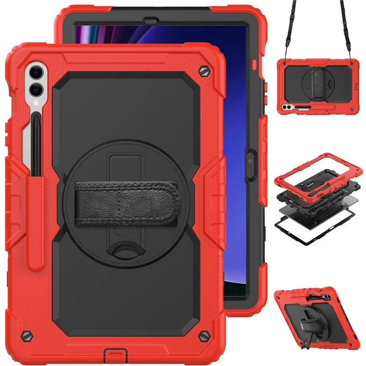 For Samsung Galaxy Tab S9 FE+ SM-X610 SM-X616B Tablet Cover PC+Silicone Case with PET Screen Protector and Kickstand
