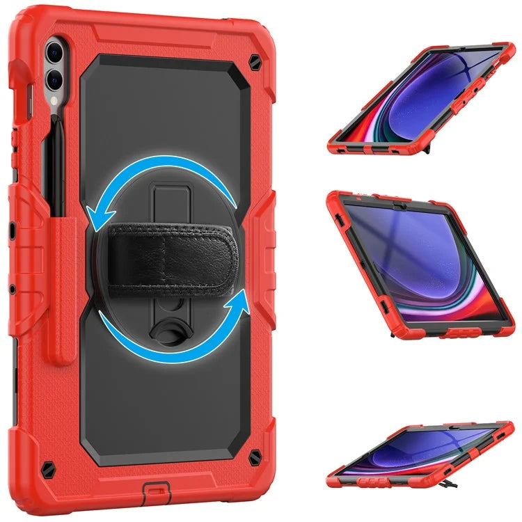 For Samsung Galaxy Tab S9 FE+ SM-X610 SM-X616B Tablet Cover PC+Silicone Case with PET Screen Protector and Kickstand