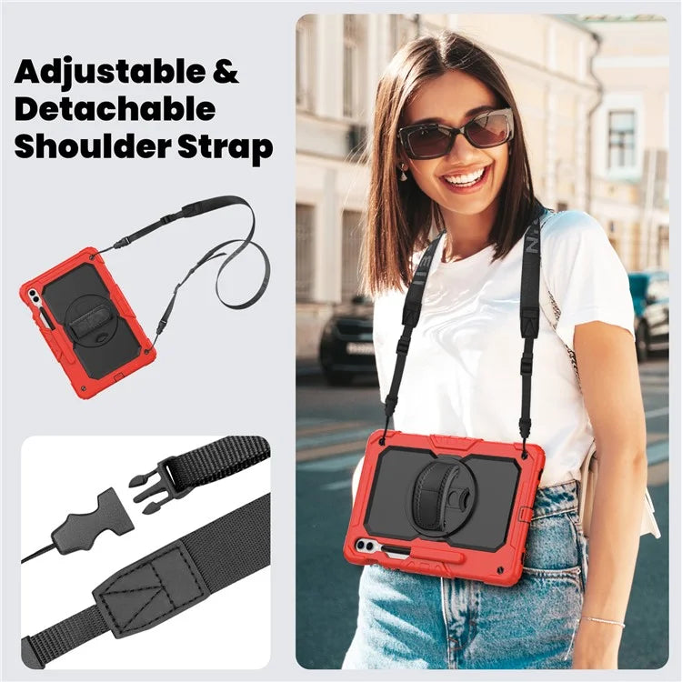 For Samsung Galaxy Tab S9 FE+ SM-X610 SM-X616B Tablet Cover PC+Silicone Case with PET Screen Protector and Kickstand
