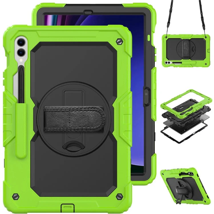 For Samsung Galaxy Tab S9 FE+ SM-X610 SM-X616B Tablet Cover PC+Silicone Case with PET Screen Protector and Kickstand