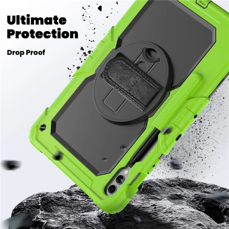 For Samsung Galaxy Tab S9 FE+ SM-X610 SM-X616B Tablet Cover PC+Silicone Case with PET Screen Protector and Kickstand