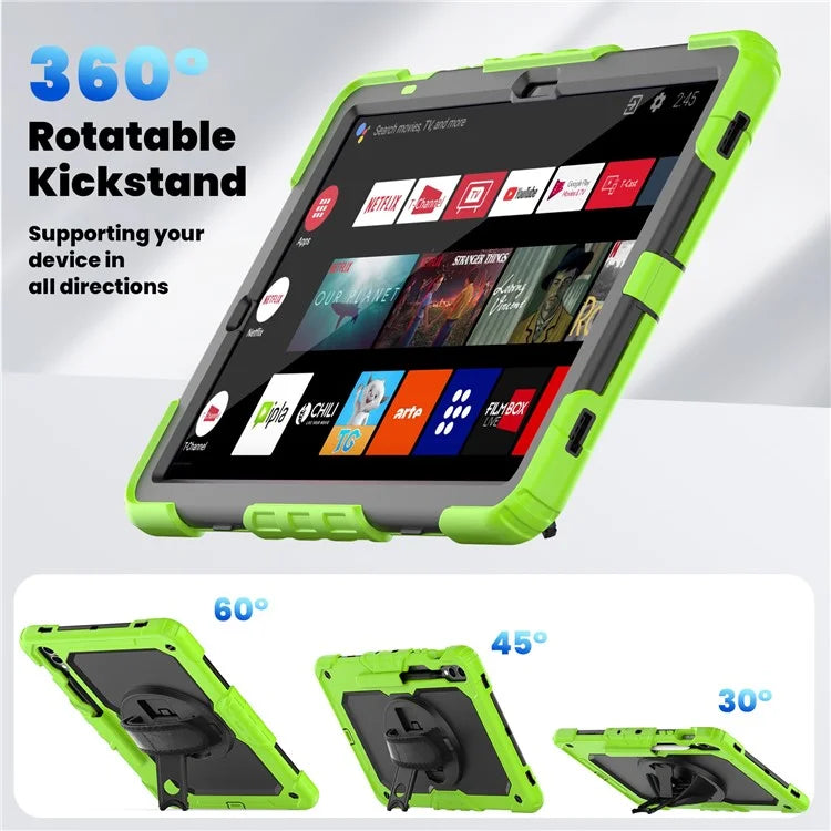 For Samsung Galaxy Tab S9 FE+ SM-X610 SM-X616B Tablet Cover PC+Silicone Case with PET Screen Protector and Kickstand