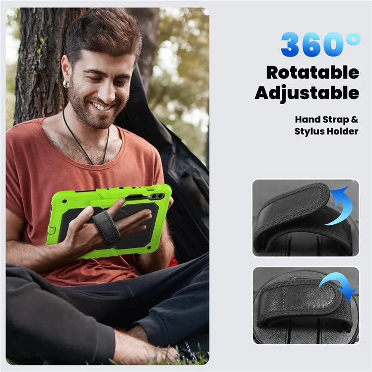 For Samsung Galaxy Tab S9 FE+ SM-X610 SM-X616B Tablet Cover PC+Silicone Case with PET Screen Protector and Kickstand