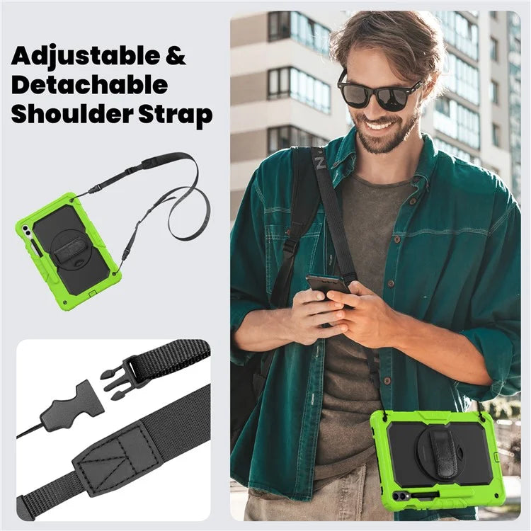 For Samsung Galaxy Tab S9 FE+ SM-X610 SM-X616B Tablet Cover PC+Silicone Case with PET Screen Protector and Kickstand