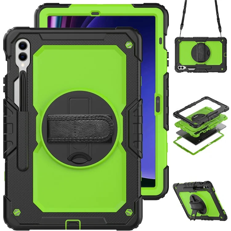 For Samsung Galaxy Tab S9 FE+ SM-X610 SM-X616B Tablet Cover PC+Silicone Case with PET Screen Protector and Kickstand