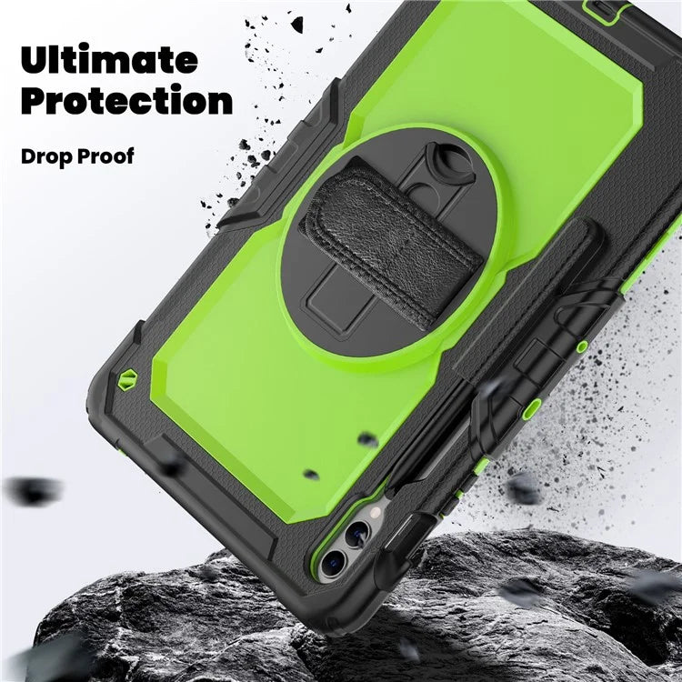 For Samsung Galaxy Tab S9 FE+ SM-X610 SM-X616B Tablet Cover PC+Silicone Case with PET Screen Protector and Kickstand