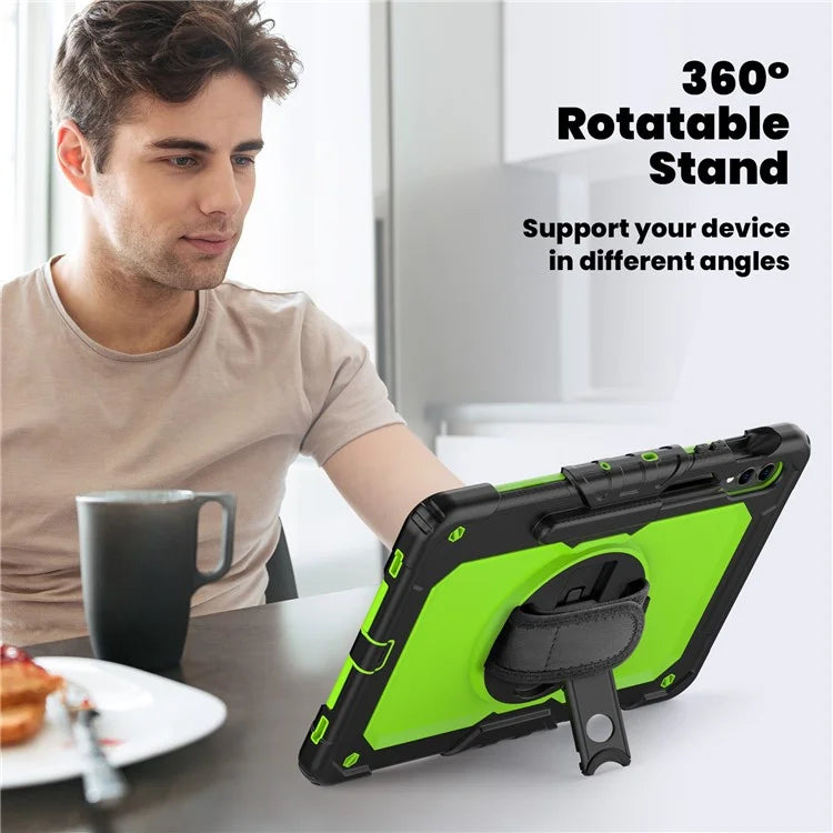 For Samsung Galaxy Tab S9 FE+ SM-X610 SM-X616B Tablet Cover PC+Silicone Case with PET Screen Protector and Kickstand