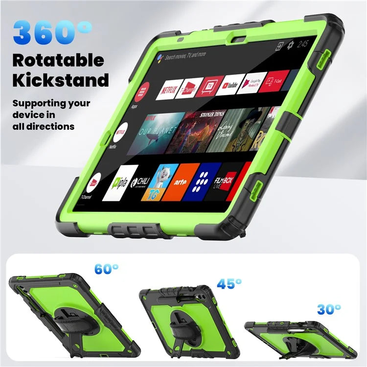 For Samsung Galaxy Tab S9 FE+ SM-X610 SM-X616B Tablet Cover PC+Silicone Case with PET Screen Protector and Kickstand