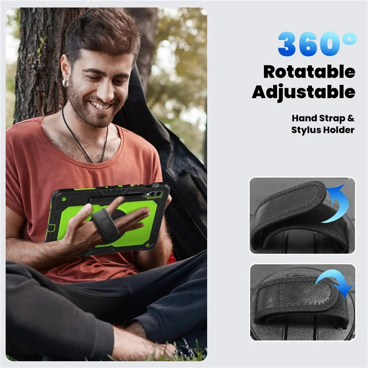For Samsung Galaxy Tab S9 FE+ SM-X610 SM-X616B Tablet Cover PC+Silicone Case with PET Screen Protector and Kickstand