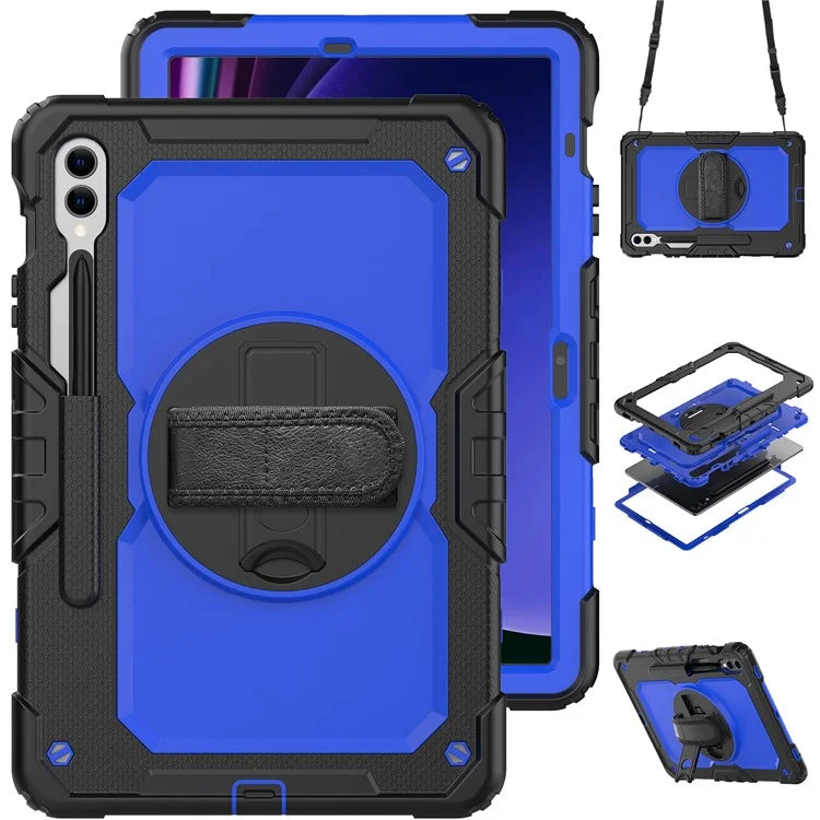 For Samsung Galaxy Tab S9 FE+ SM-X610 SM-X616B Tablet Cover PC+Silicone Case with PET Screen Protector and Kickstand
