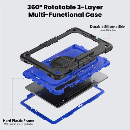 For Samsung Galaxy Tab S9 FE+ SM-X610 SM-X616B Tablet Cover PC+Silicone Case with PET Screen Protector and Kickstand