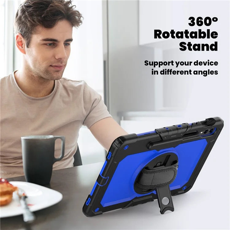 For Samsung Galaxy Tab S9 FE+ SM-X610 SM-X616B Tablet Cover PC+Silicone Case with PET Screen Protector and Kickstand