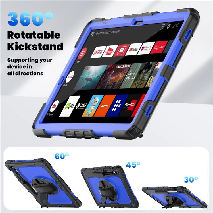 For Samsung Galaxy Tab S9 FE+ SM-X610 SM-X616B Tablet Cover PC+Silicone Case with PET Screen Protector and Kickstand