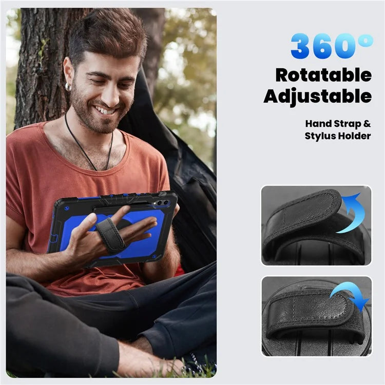 For Samsung Galaxy Tab S9 FE+ SM-X610 SM-X616B Tablet Cover PC+Silicone Case with PET Screen Protector and Kickstand