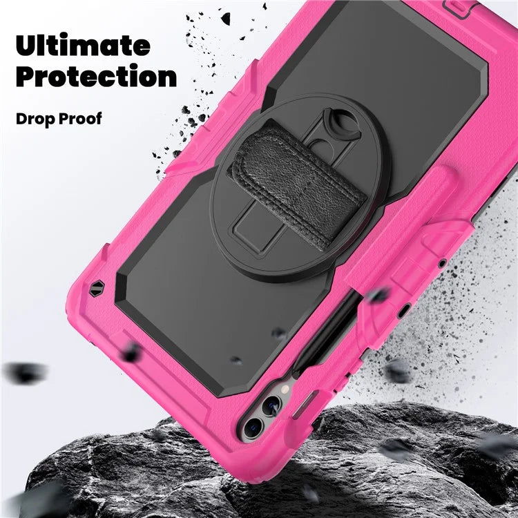 For Samsung Galaxy Tab S9 FE+ SM-X610 SM-X616B Tablet Cover PC+Silicone Case with PET Screen Protector and Kickstand
