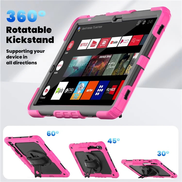 For Samsung Galaxy Tab S9 FE+ SM-X610 SM-X616B Tablet Cover PC+Silicone Case with PET Screen Protector and Kickstand