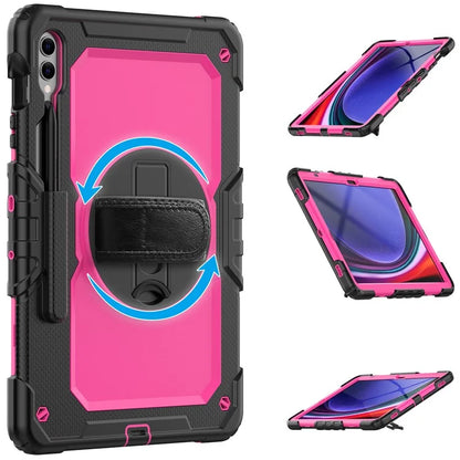 For Samsung Galaxy Tab S9 FE+ SM-X610 SM-X616B Tablet Cover PC+Silicone Case with PET Screen Protector and Kickstand