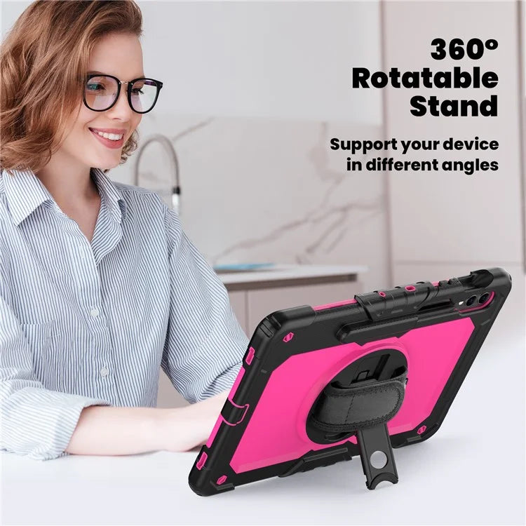 For Samsung Galaxy Tab S9 FE+ SM-X610 SM-X616B Tablet Cover PC+Silicone Case with PET Screen Protector and Kickstand