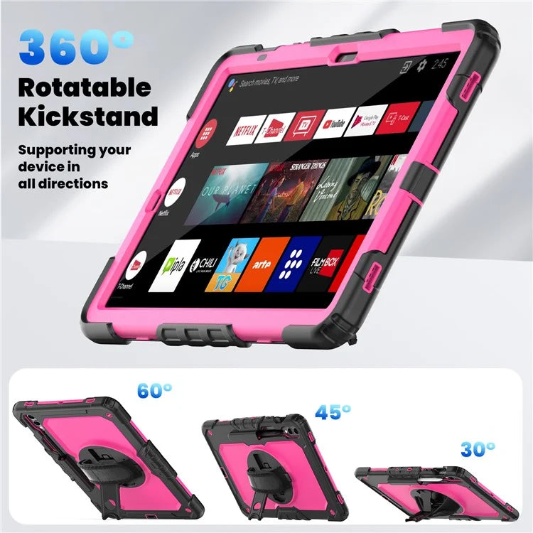 For Samsung Galaxy Tab S9 FE+ SM-X610 SM-X616B Tablet Cover PC+Silicone Case with PET Screen Protector and Kickstand