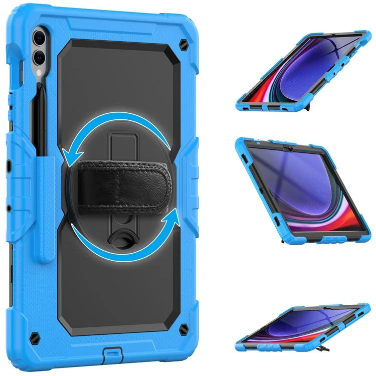 For Samsung Galaxy Tab S9 FE+ SM-X610 SM-X616B Tablet Cover PC+Silicone Case with PET Screen Protector and Kickstand