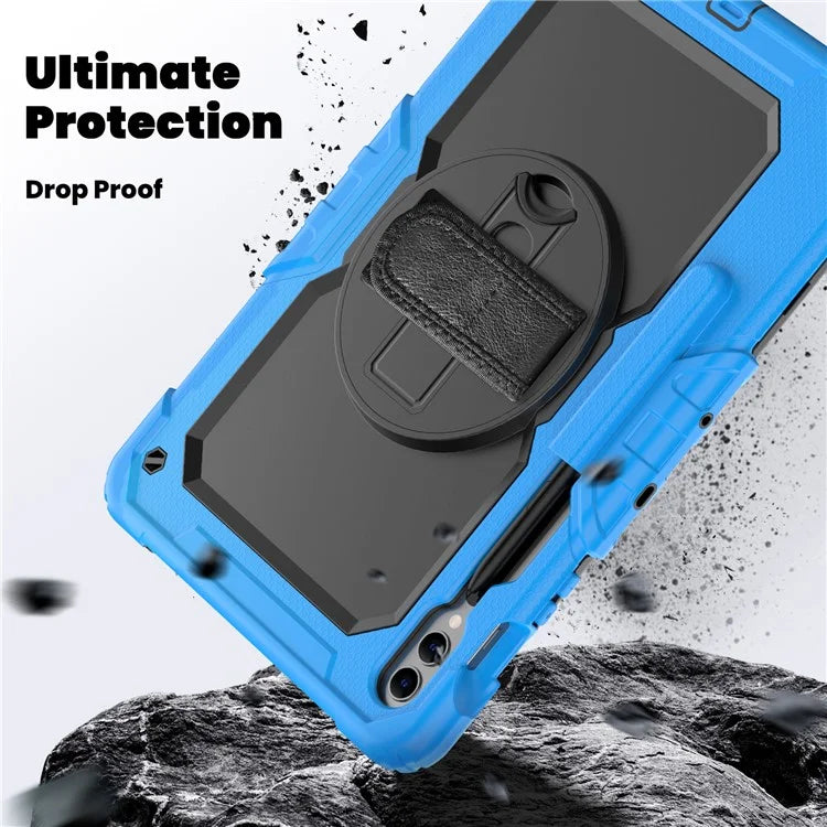 For Samsung Galaxy Tab S9 FE+ SM-X610 SM-X616B Tablet Cover PC+Silicone Case with PET Screen Protector and Kickstand