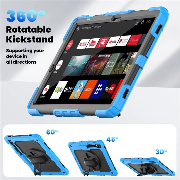 For Samsung Galaxy Tab S9 FE+ SM-X610 SM-X616B Tablet Cover PC+Silicone Case with PET Screen Protector and Kickstand