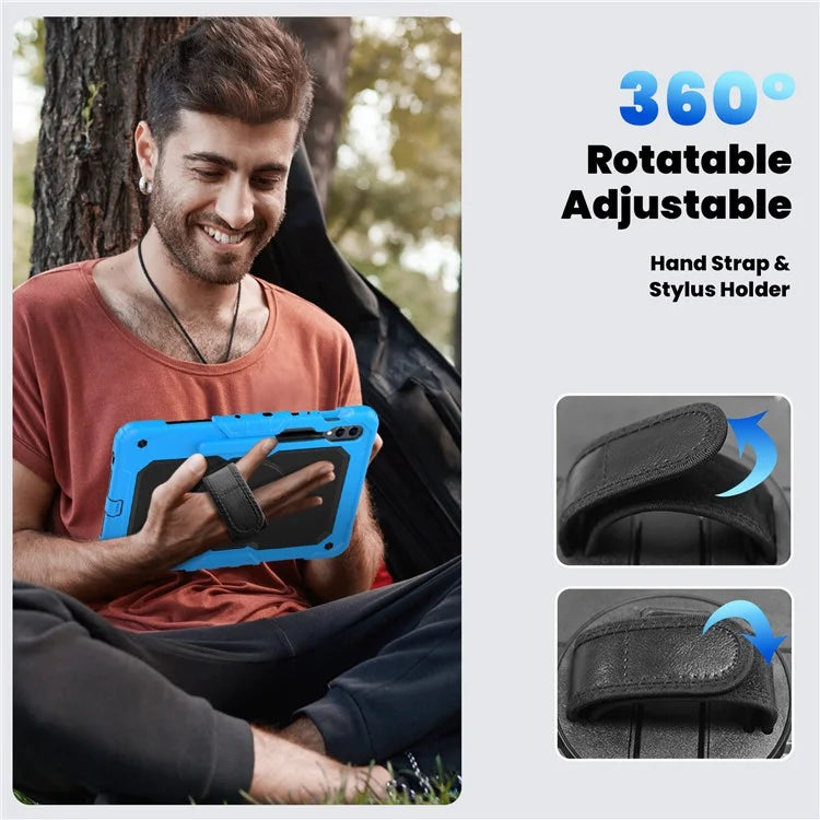 For Samsung Galaxy Tab S9 FE+ SM-X610 SM-X616B Tablet Cover PC+Silicone Case with PET Screen Protector and Kickstand