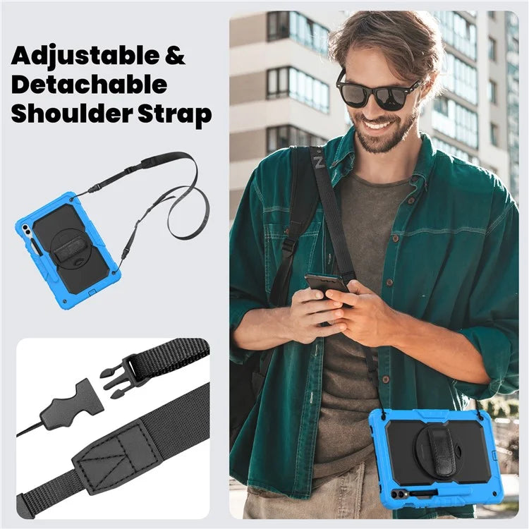 For Samsung Galaxy Tab S9 FE+ SM-X610 SM-X616B Tablet Cover PC+Silicone Case with PET Screen Protector and Kickstand