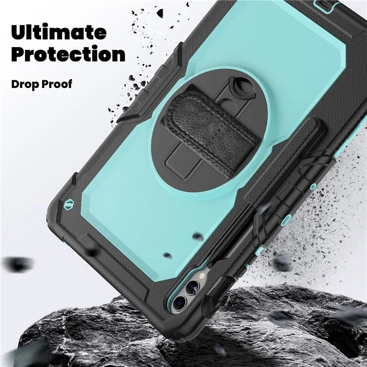 For Samsung Galaxy Tab S9 FE+ SM-X610 SM-X616B Tablet Cover PC+Silicone Case with PET Screen Protector and Kickstand